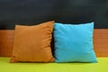 Colorful pillow and sofa as background Royalty Free Stock Photo