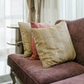 Colorful pillows on red sofa in luxury living room Royalty Free Stock Photo