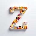 Whimsical Pill Art: The Letter Z Crafted With Colorful Pills Royalty Free Stock Photo