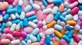 pills and drug wallpaper, drugs banner, colored vitemines on abstract background, vitamins and drugs wallpaper