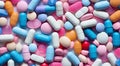 pills and drug wallpaper, drugs banner, colored vitemines on abstract background, vitamins and drugs wallpaper