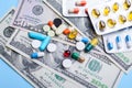 Medicine expenses, high costs of medication concept, close up Royalty Free Stock Photo
