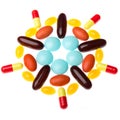 Colorful pills on white background Royalty Free Stock Photo