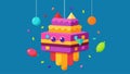 A colorful pinata hanging from the ceiling filled with sweets and treats ready to be broken open by enthusiastic seniors Royalty Free Stock Photo