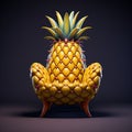 Colorful Pineapple Chair: A Charming 3d Illustration With Surrealism-inspired Design