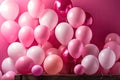 Colorful pink balloons in room prepared for birthday party Royalty Free Stock Photo