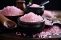 Colorful Pink black salt on background. Generate Ai