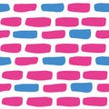 Colorful pink and blue brick seamless pattern vector Royalty Free Stock Photo