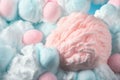 Colorful pink fluffy cotton candy background, soft color sweet candyfloss. AI Generation Royalty Free Stock Photo