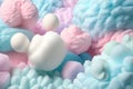 Colorful pink fluffy cotton candy background, soft color sweet candyfloss. AI Generation Royalty Free Stock Photo