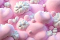 Colorful pink fluffy cotton candy background, soft color sweet candyfloss. AI Generation Royalty Free Stock Photo