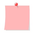 Colorful pink note sheet. Vector isolated notepaper