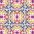 Colorful pink, orange and blue symmetrical pattern over white background