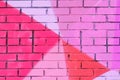 Colorful pink, purple, coral painted brick wall Royalty Free Stock Photo