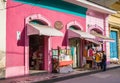 Colorful pink shop in historic Granada