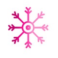 Colorful pink snowflake vector icon, art, illustration, design