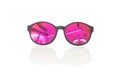 Colorful of pink sunglasses isolated with clipping path Royalty Free Stock Photo