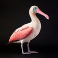 Colorful Pink And White Bird Sculpture On Black Background