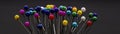 colorful pins on black background Royalty Free Stock Photo