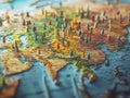 Colorful Pins Mark Locations on Detailed Eurasia Map