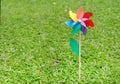 Colorful pinwheel on the green grass Royalty Free Stock Photo