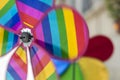 Colorful pinwheel spinning on the wind