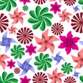 Colorful pinwheel toys seamless pattern eps10 Royalty Free Stock Photo
