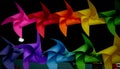 Colorful pinwheels on black background Royalty Free Stock Photo