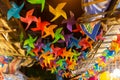 Colorful pinwheels hang on Luong Nhu Hoc street on mid-autumn night, Vietnam Royalty Free Stock Photo