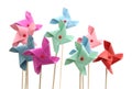 Colorful pinwheels on white background Royalty Free Stock Photo