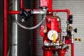 Colorful pipelines and pressure meters in the industrial Royalty Free Stock Photo