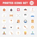 Colorful Pirates Flat Icon Set On Circle Royalty Free Stock Photo