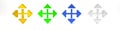 Colorful Pixel arrows in four directions icon isolated on white background. Cursor move sign. Minimalism concept. 3D