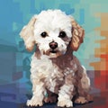 Colorful Pixel-art Of A Bichon Frise Dog