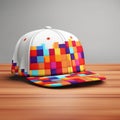 Colorful Pixel Block Custom Hat Design With Realistic Details
