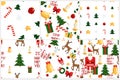 Colorful Pixel Pattern set with Christmas Elements. Atcade games style Royalty Free Stock Photo