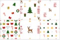 Colorful Pixel Pattern set with Christmas Elements. Atcade games style Royalty Free Stock Photo