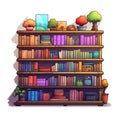 Colorful Pixel Style Bookshelf With Detailed Sketching