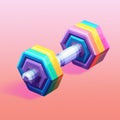 Colorful Pixelated Dumbbells: Low Poly Fantasy Sculpted Forms