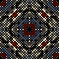 Colorful pixeled mosaic seamless pattern. Vector digital background. Geometric halftone backdrop. Tribal ethnic style squares