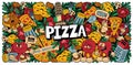 A colorful pizza background in cartoon style