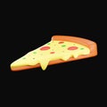 Colorful Pizza Slice 3D Icon Over Black