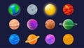 Colorful Planets Vector Illustration Set Royalty Free Stock Photo