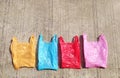Colorful plastic bag on cement Royalty Free Stock Photo