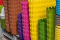 Colorful plastic baskets for plant or flowers, Colored plastic containers, Rainbow colorful plastic pots