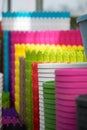 Colorful plastic baskets for plant or flowers Royalty Free Stock Photo