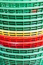 Colorful plastic baskets stacked Royalty Free Stock Photo