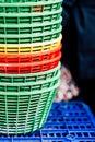 Colorful plastic baskets stacked Royalty Free Stock Photo