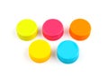 Colorful Plastic bottle caps on white background Royalty Free Stock Photo