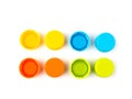 Colorful Plastic bottle caps on white background. selective focus Royalty Free Stock Photo